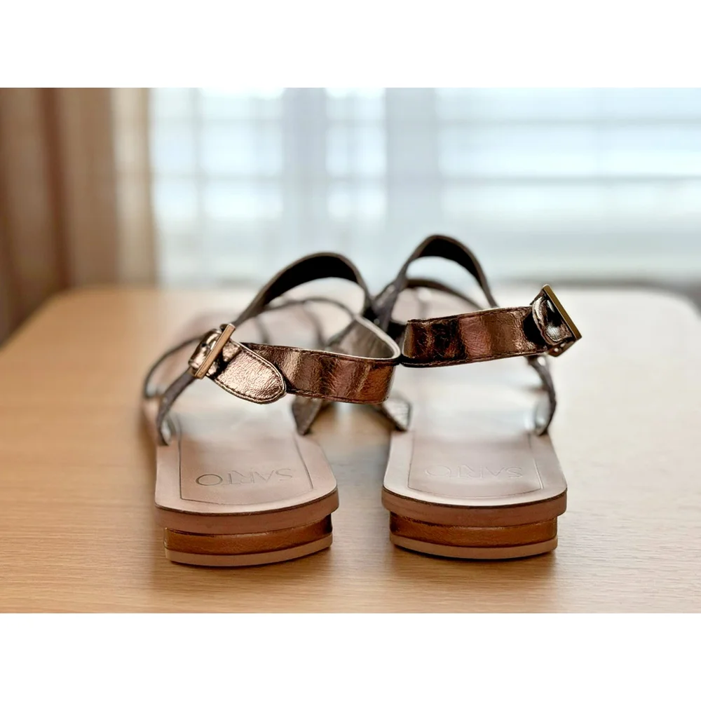 Franco Sarto Women's Classic Flat Sandal Brown Raffia SZ 8 M